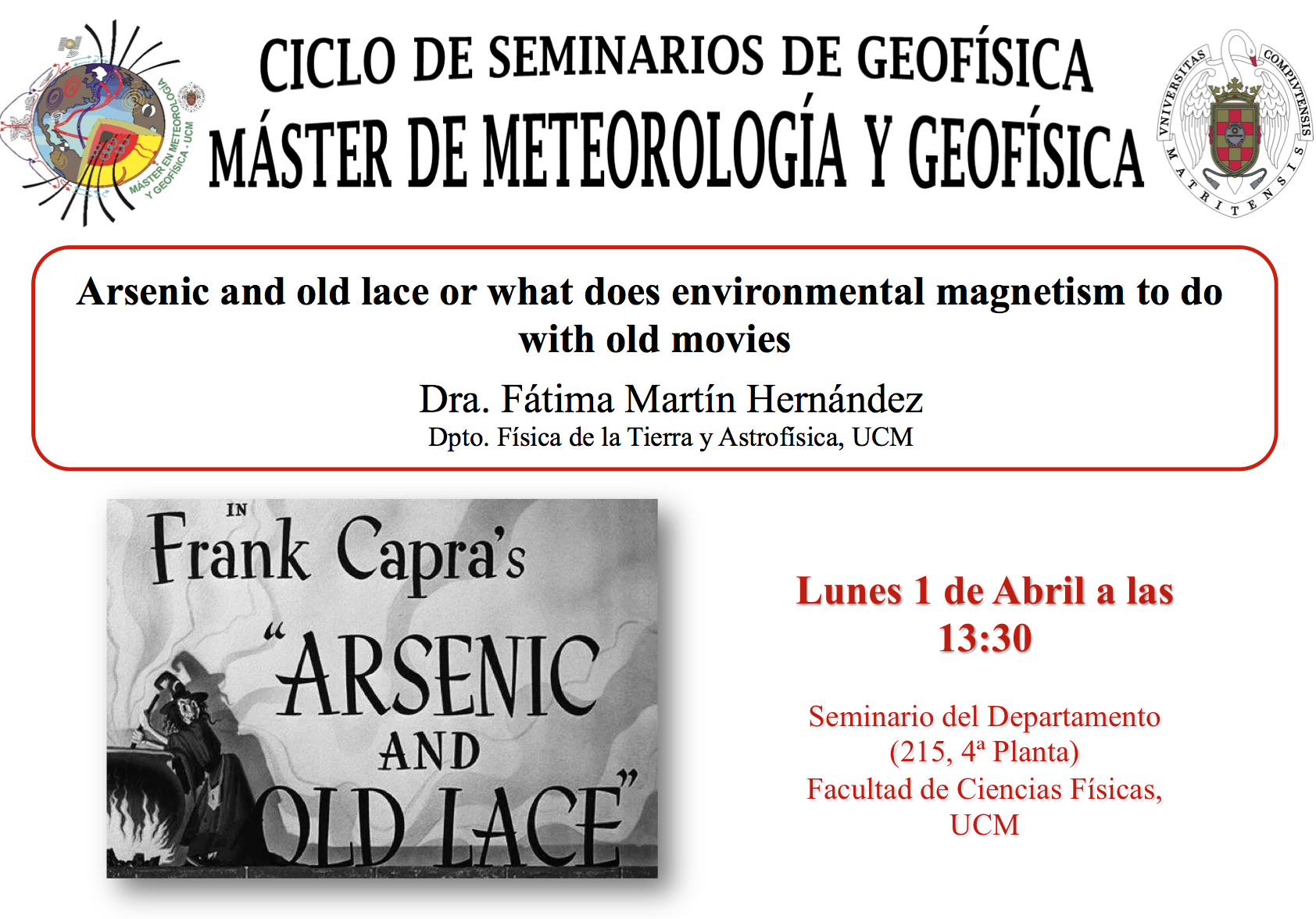 Seminario de Geofísica: Fátima Martín 13:30 en Seminario planta 4ª